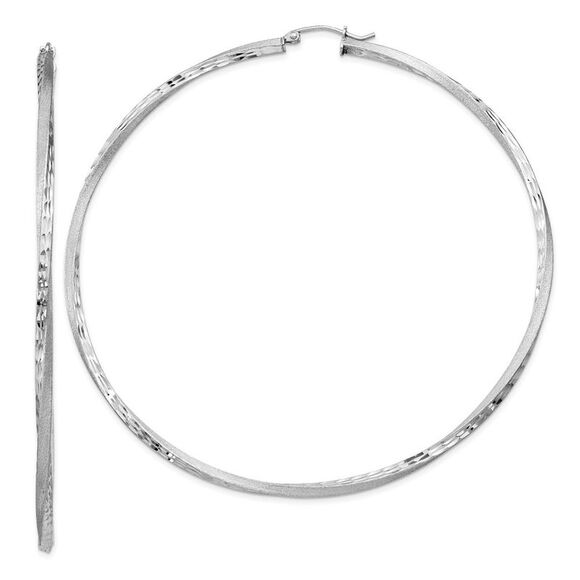 2.5mm, Sterling Silver Twisted Round Hoop Earrings, 80mm in Diameter